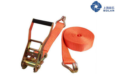 100% Polyester Lifting Slings , Ratchet Tie Down Straps With Double J Hooks