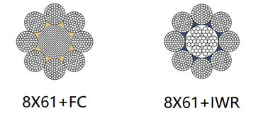 8x61+FC 8x61+IWRC Steel Wire Cable For Heavy Duty Hoisting Machinery